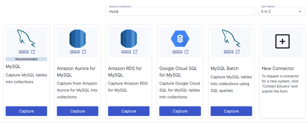 mysql to aurora - mysql connector search