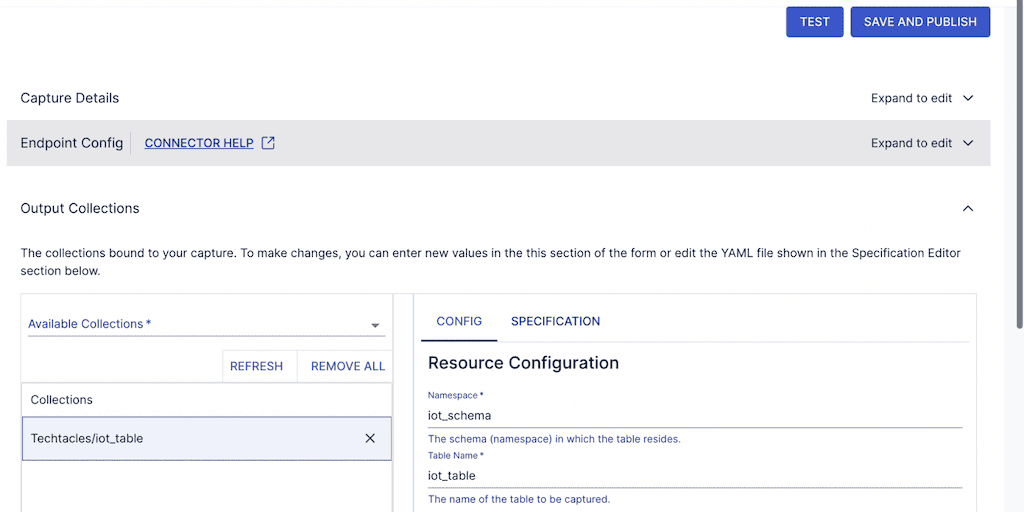 Postgres to Snowflake - Capture Details - Resource Configuration