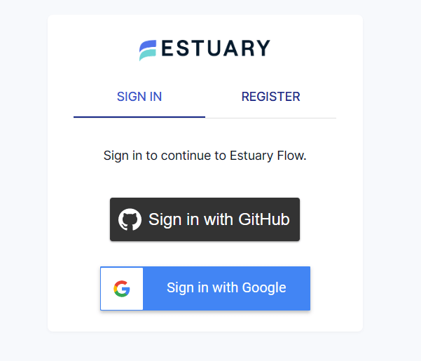 postgres to redshift -Estuary login