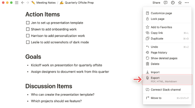 Notion to Redshift - Export from Notion