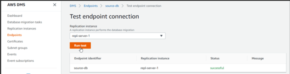 mongodb to dynamodb - Test endpoint connection