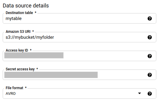 RDS to BigQuery - data source details