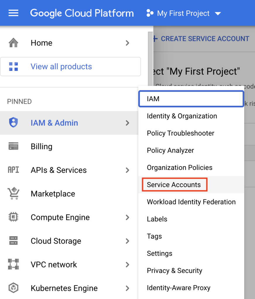 GA4 to Bigquery - Add a Service Account